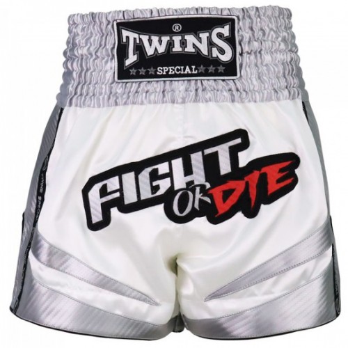 Шорты для тайского бокса Twins Special (TBS-FIGHTORDIE-white)